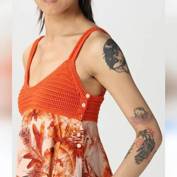 Alanui Hookipa Toile De Jouy Maxi Dress In Orange Size Small - Picture 2 of 13